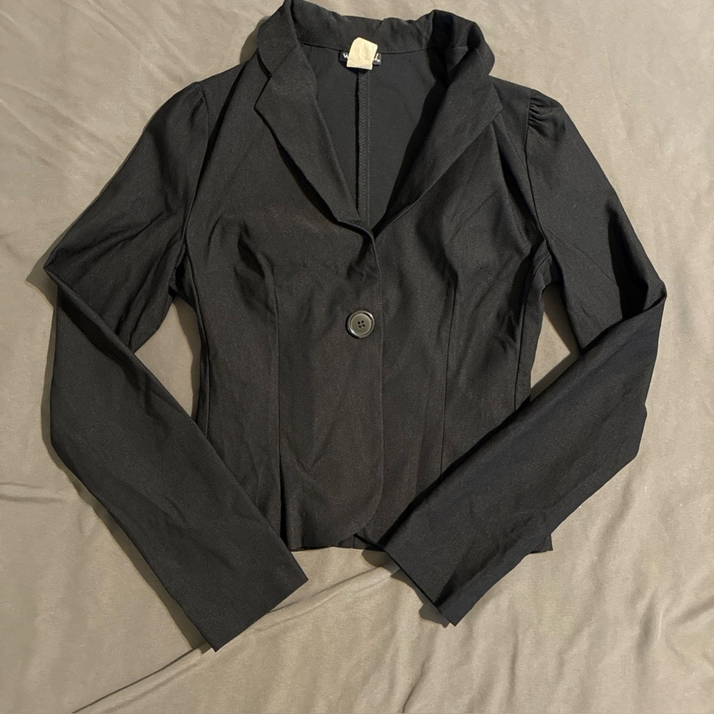 VTG Wet Seal Women's Black Blazer Jacket With Rouched Sleeves Size M